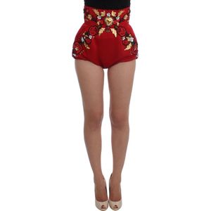 Dolce & Gabbana - Enchanted Sicily Heart - Korte Broeken - Rood - Hoge Taille