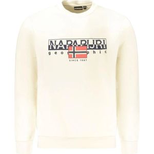 Napapijri, Heren, Sweatshirts & Hoodies, Beige, Maat: XL Katoen,