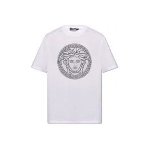 Versace T-shirt met logo , White , Heren , Maat: 2XL