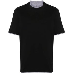 Brunello Cucinelli, Heren, Tops, Zwart, Maat: 2XL Katoen,