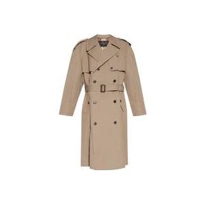 Balenciaga Stijlvolle Double-Breasted Trenchcoat , Beige , Dames , Maat: L