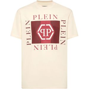 Philipp Plein, Heren, Tops, Beige, Maat: S Katoen,