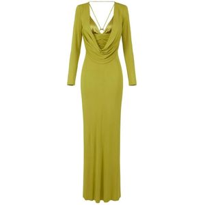 Elisabetta Franchi, Dames, Jurken, Groen, Maat: XS Jersey,