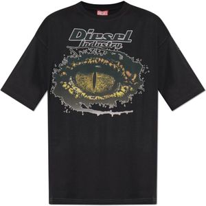 Diesel, Heren, Tops, Zwart, Maat: L Katoen,