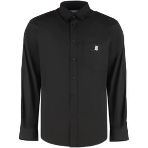 Burberry, Heren, Overhemden, Zwart, Maat: S Katoen,