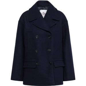 Karen by Simonsen, Dames, Mantels, Blauw, Maat: M Leer,