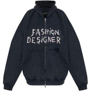 Balenciaga, Dames, Sweatshirts & Hoodies, Zwart, Maat: M Katoen,