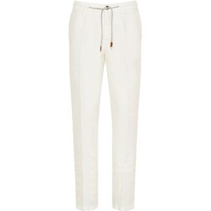 Eleventy, Heren, Broeken, Wit, Maat: W34 Linnen,