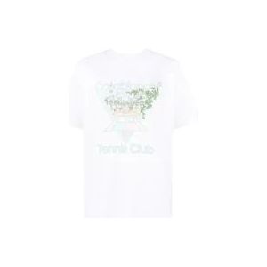 Casablanca Tennis Club Icon Pastelle T-shirt , White , Heren , Maat: L