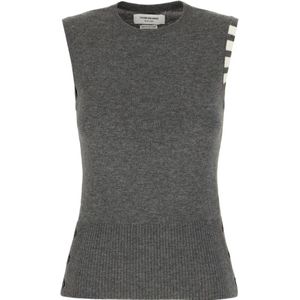 Thom Browne, Dames, Truien, Grijs, Maat: 2XS Kasjmier,