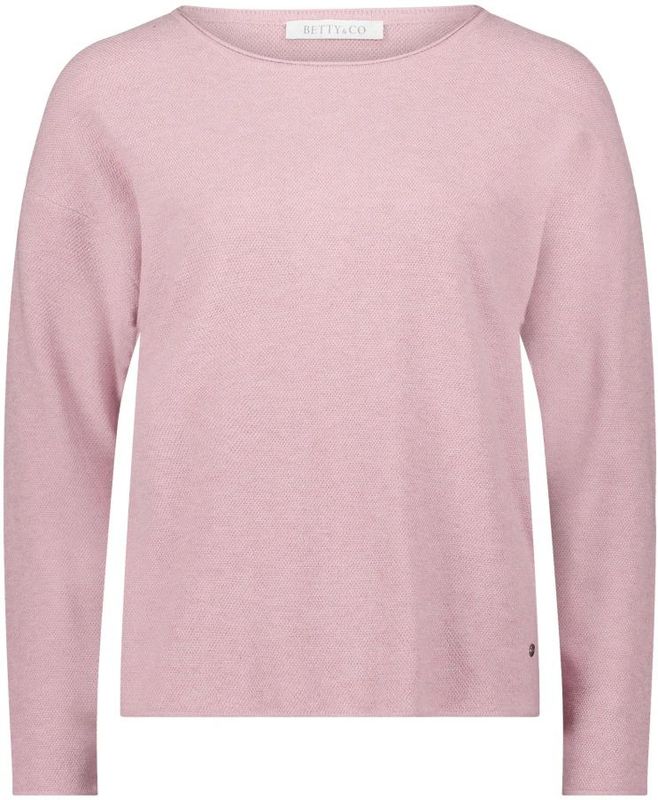 Betty & Co - Pullover - Roze - Ronde Halslijn - Gemêleerde Structuur