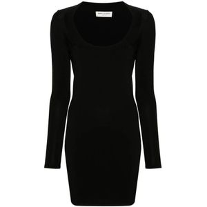 Saint Laurent, Dames, Jurken, Zwart, Maat: S Viscose,