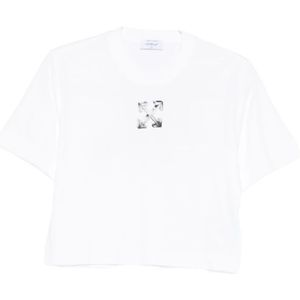 Off White, Dames, Tops, Wit, Maat: S Katoen,