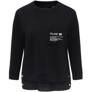 Elisabetta Franchi, Dames, Sweatshirts & Hoodies, Zwart, Maat: XS