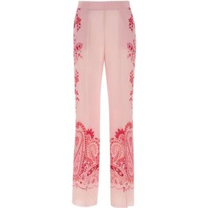 Etro, Dames, Broeken, Roze, Maat: S Zijde,