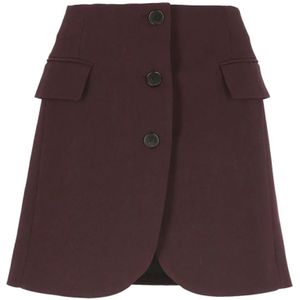 Lanvin Bordeaux Rok met Voorknoppen , Red , Dames , Maat: XS