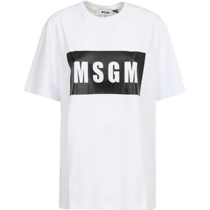 Msgm, Heren, Tops, Wit, Maat: M Katoen,