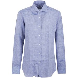 Buonamassa, Heren, Overhemden, Blauw, Maat: XL Linnen,