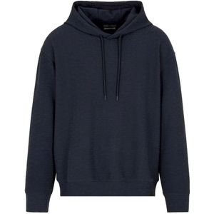 Emporio Armani - Logo Hoodie - Marineblauw - Katoen, Lyocell, Elastaan