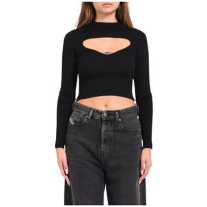 Diesel, Dames, Tops, Zwart, Maat: XS Wol,