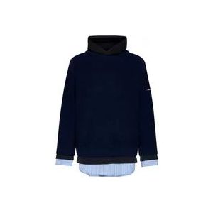 Balenciaga Blauwe Sweaters met Wit/Blauw Detail , Blue , Heren , Maat: M