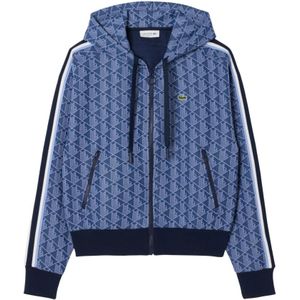 Lacoste - Monogram Jacquard Zip Hoodie - Blauw - Sweatvest