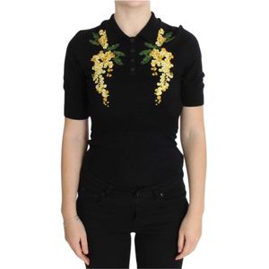 Dolce & Gabbana, Dames, Tops, Zwart, Maat: 3XS Zijde,
