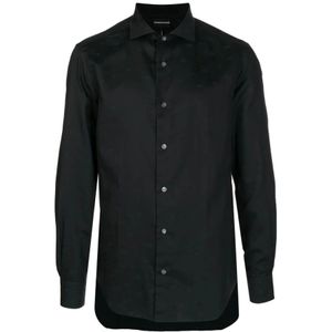 Emporio Armani, Heren, Overhemden, Zwart, Maat: L Katoen,