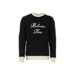 Balmain Handtekening Tweed Trui , Black , Heren , Maat: M