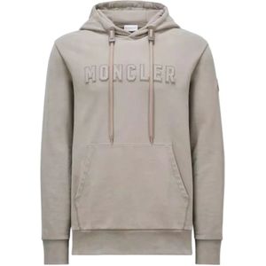 Moncler, Heren, Sweatshirts & Hoodies, Beige, Maat: XL Katoen,