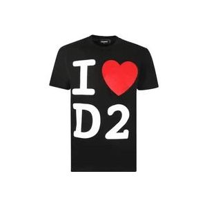 Dsquared2 Stijlvolle Zwarte T-shirt voor Heren , Black , Heren , Maat: XS