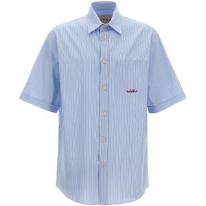 Valentino Garavani, Heren, Overhemden, Blauw, Maat: L Zijde,