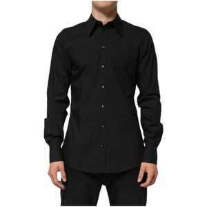Dolce & Gabbana, Heren, Overhemden, Zwart, Maat: L Katoen,