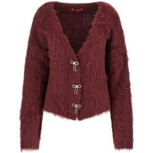 GUESS - Gebreid Vest - Kersrood - Lange Mouw - Normale Pasvorm