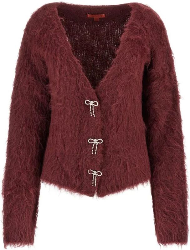 GUESS - Gebreid Vest - Kersrood - Lange Mouw - Normale Pasvorm