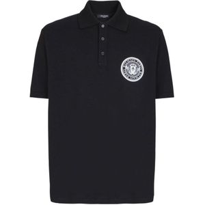 Balmain Zwarte Poloshirt Korte Mouwen , Black , Heren , Maat: 2XL