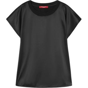 Marina Rinaldi, Dames, Tops, Zwart, Maat: 2XL Satijn,