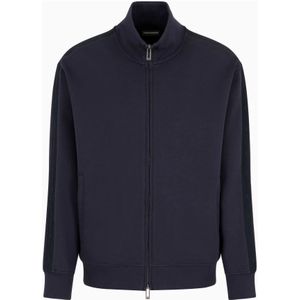 Emporio Armani, Heren, Sweatshirts & Hoodies, Blauw, Maat: XS Katoen,