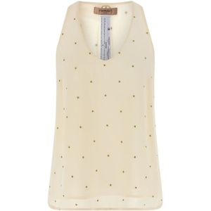 Twinset, Dames, Tops, Beige, Maat: 2XS Viscose,