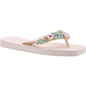 Alma en Pena - V251990 - Zomerslippers - Wit - Strass-Details