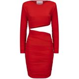 Cocktailjurk - Effen - Korte Lengte - Normale Pasvorm - Lange Mouwen