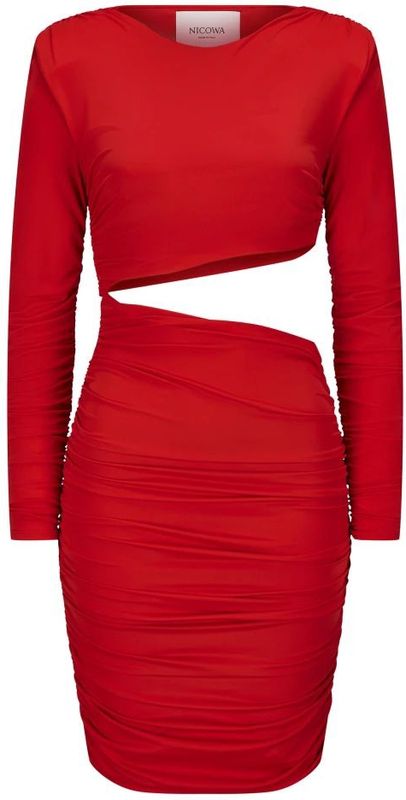 Cocktailjurk - Effen - Korte Lengte - Normale Pasvorm - Lange Mouwen