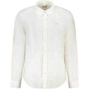 Longsleeve - Wit - Katoenen Overhemd - Slim Fit - Met Borduursel