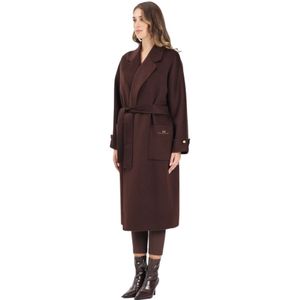 Elisabetta Franchi, Dames, Mantels, Bruin, Maat: M Wol,