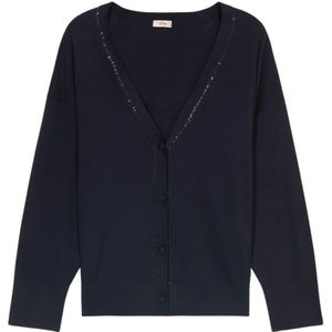 Oltre, Dames, Truien, Blauw, Maat: S Viscose,