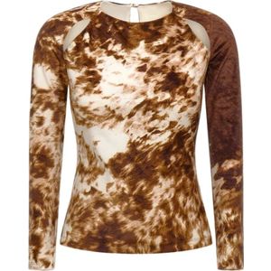Roberto Cavalli, Dames, Tops, Bruin, Maat: S Poliester,