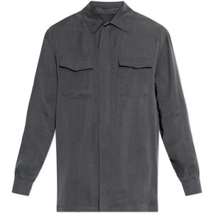 Giorgio Armani, Heren, Overhemden, Grijs, Maat: M