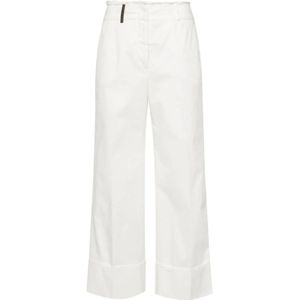 Peserico, Dames, Broeken, Wit, Maat: 2XS Katoen,