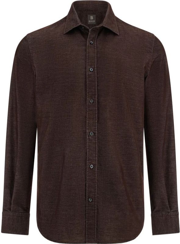 Boggi Milano - Regular Fit Velvet Overhemd - Bruin - Katoen
