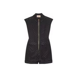 Gucci Zwarte GG Motief Jumpsuit , Black , Dames , Maat: 2XS